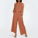 thumbnail image 2 of Conjunto de dos piezas de lino de color liso para mujer: top corto sin mangas con botones y pantalones de pierna ancha, tejido transpirable para el verano, 2 of 8
