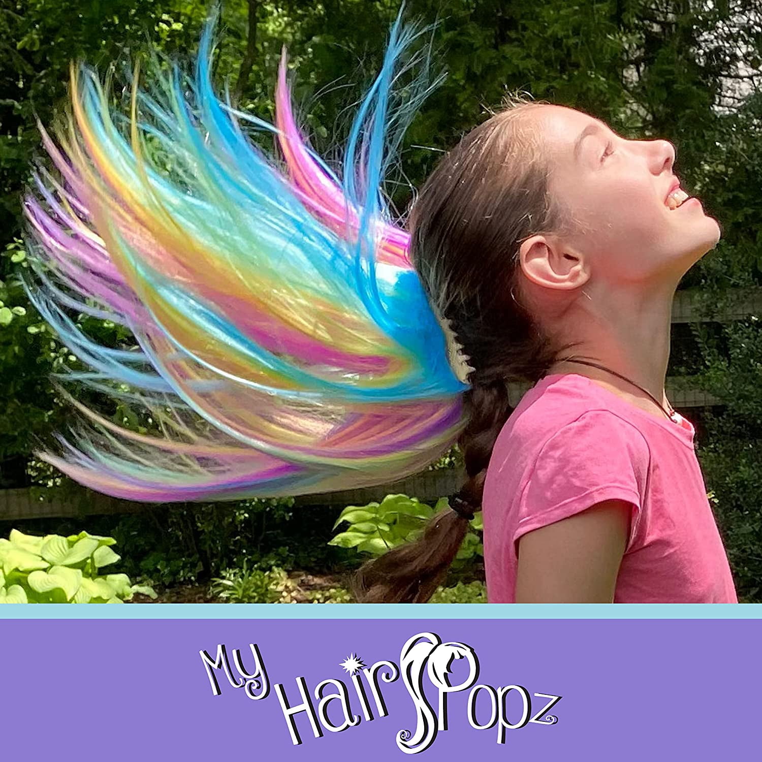 My Hair Popz Colorful Clip-in Hair Extensions for Kids - Rainbow Unicorn Hair Accessories for Girls