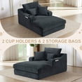 thumbnail image 5 of 68" Oversized Chaise Lounge Chair Indoor, Holaki Corduroy Upholstered Boneless Sofa Bed with 2 Cup Holder & Throw Pillow, Comfy Cloud Sofas Couch for Living Room, No Assembly Required, Dark Gray, 5 of 8