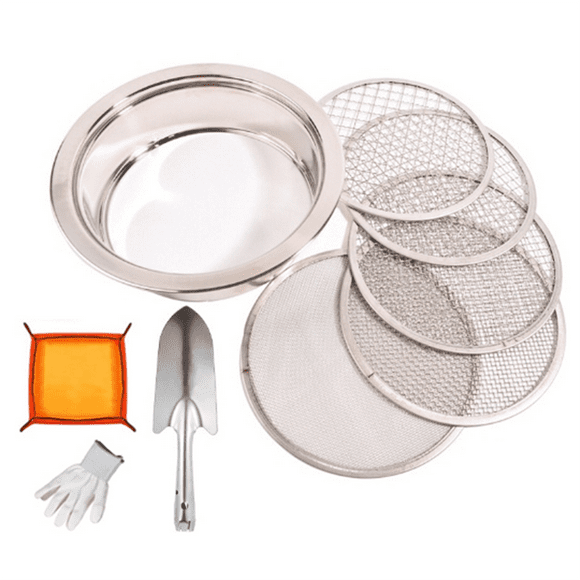 Soil Sifter for Rocks,Compost Sifter with 5 Replaceable Mesh, Dirt Sifter for Gardening Soil Weed Sand Cat Litter Bonsai