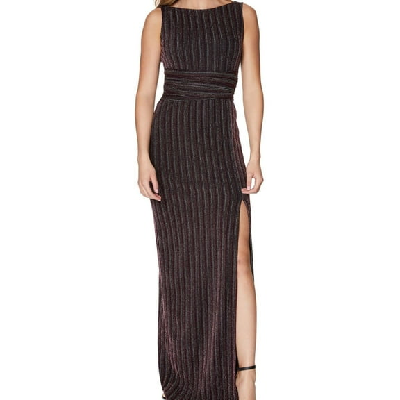 Laundry Womens Stripe Gown Dress, Metallic, 4