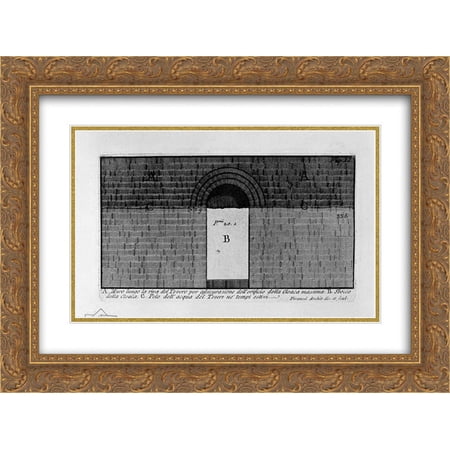 Giovanni Battista Piranesi 2x Matted 24x18 Gold Ornate Framed Art Print 'The Roman antiquities, t. 1, Plate XXII. Cloaca Maxima.'