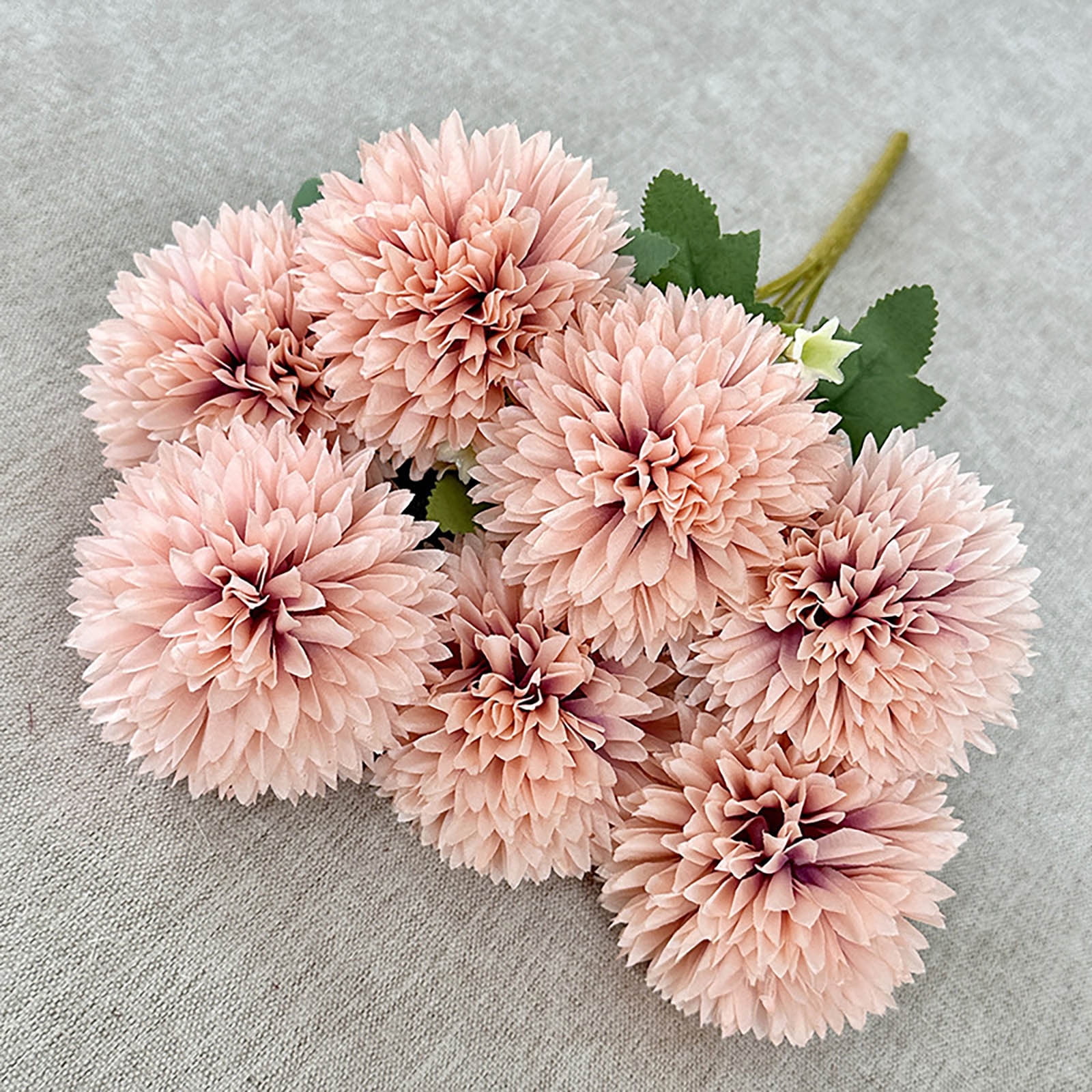 White Artificial Dahlia Bouquet 14 Inch Maintenance Free Faux Flowers For Home Decor Table Centerpiece