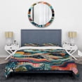 thumbnail image 3 of Designart "Aqua and Leaf Fusion" Minimalism Bedding Covert Set - Abstract Minimalism Blue Abstract Bed Set With 2 Shams, 3 of 6