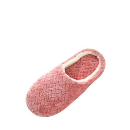 

Popvcly Home Slippers Suede Non-slip Cotton Warm Floor Shoes Dark Pink M