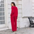 thumbnail image 6 of Women's 2 Piece Crewneck Lounge Set Matching Sweatsuits,Fall Lounge Sets for Women , Airport Travel Outfits, Comfy Athleisure Fall Winter Clothes ,Wide Leg Palazzo Pants Red,L, 6 of 8