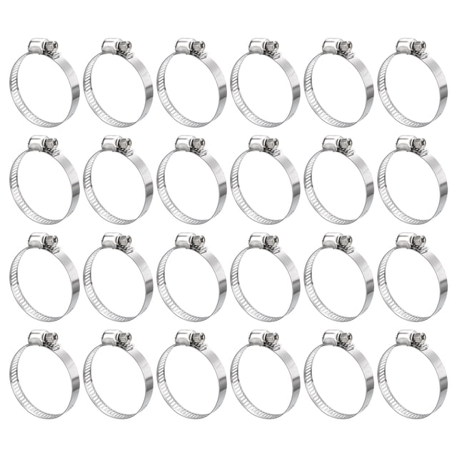 Abrazadera de manguera de engranaje de gusano, 24 piezas de 1 1/4"-1 3/4" abrazaderas de manguera de acero inoxidable ajustables para asegurar manguera
