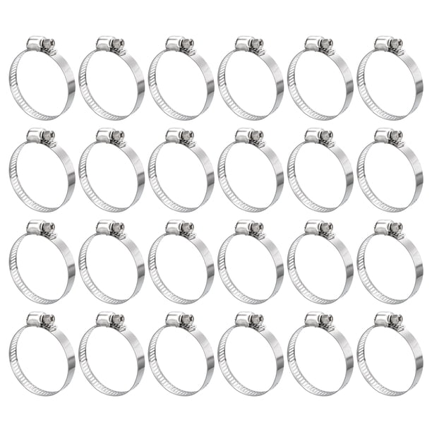 Abrazadera de manguera de engranaje de gusano, 24 piezas de 1 1/4"-1 3/4" abrazaderas de manguera de acero inoxidable ajustables para asegurar manguera