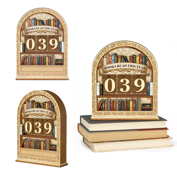 2D plane wooden decoration item in bookshelf pattern, suitable as a Christmas gift decoration hanging piece, suitable for reading nook decoration