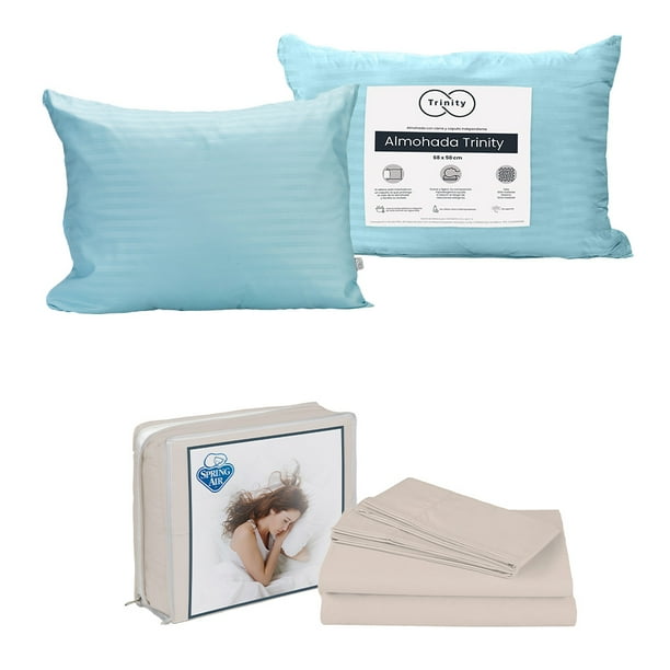 Juego de Sábanas Individual Crema + Almohada Trinity