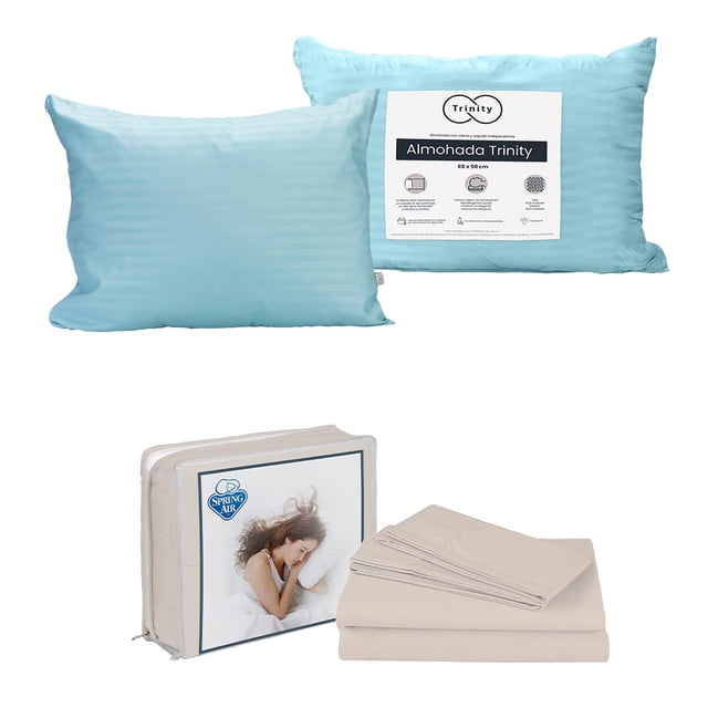 Juego de Sábanas Individual Crema + Almohada Trinity