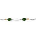 thumbnail image 2 of Gem Stone King 1.14 Ct Oval Green Chrome Diopside 925 Silver and 10K Yellow Gold Lab Grown Diamond Bracelet for Women, 2 of 4