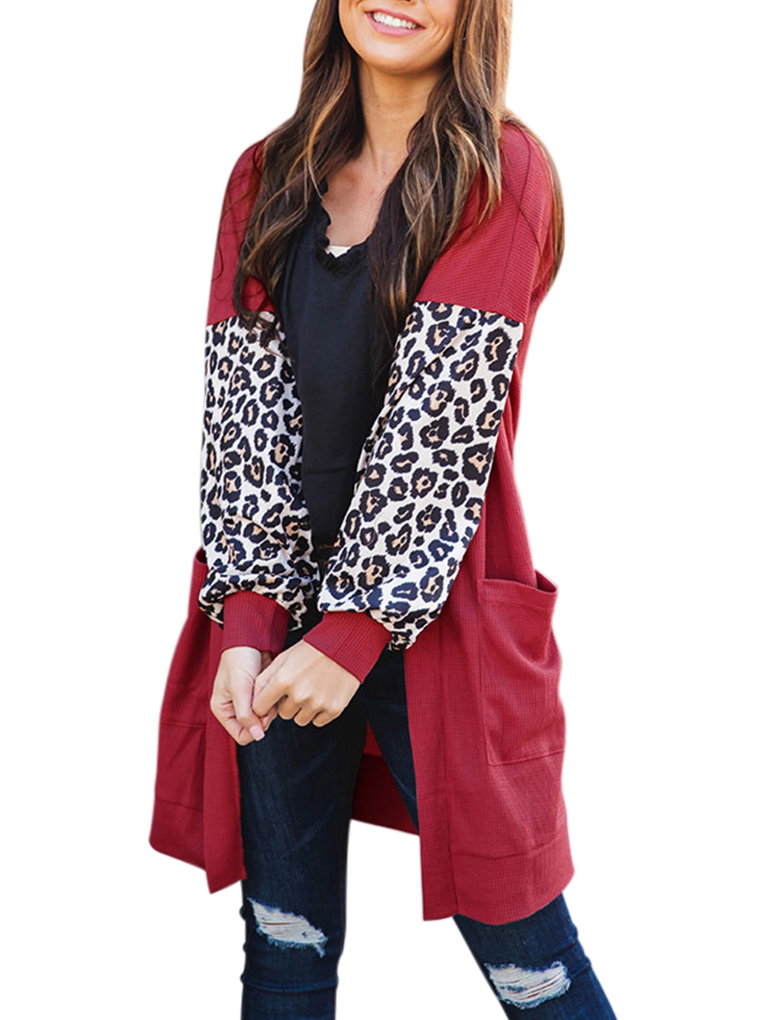 leopard print sweater duster