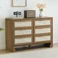 thumbnail image 1 of Commode à 6 Tiroirs pour Chambre, Armoire de Rangement, Commode en Bois de Style Mi-Siècle Moderne pour Salon, Couleur Chêne, 1 of 8