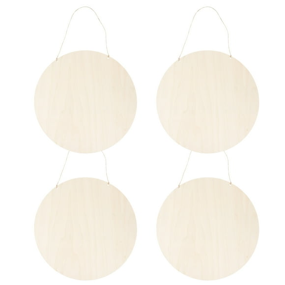 OUNONA 4 Set Unfinished Wooden Plaques Round Craft Blanks For Diy Decor For Painting Writing And Hanging Decorations