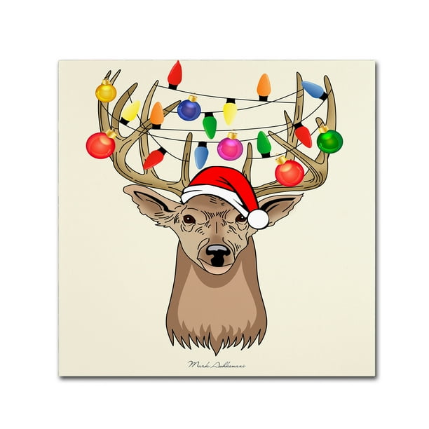 Trademark Fine Art 'Christmas Deer' Canvas Art by Mark Ashkenazi