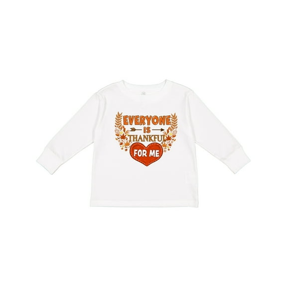 Inktastic Everyone is Thankful for Me with Heart and Leaves Boys or Girls Long Sleeve Toddler T-Shirt