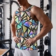 thumbnail image 5 of Gukieu Colored Glass Print Men's Quick Dry Fitness Vest, Round Neck Sleeveless Fitness Bodybuilding Top-3X-Large, 5 of 7