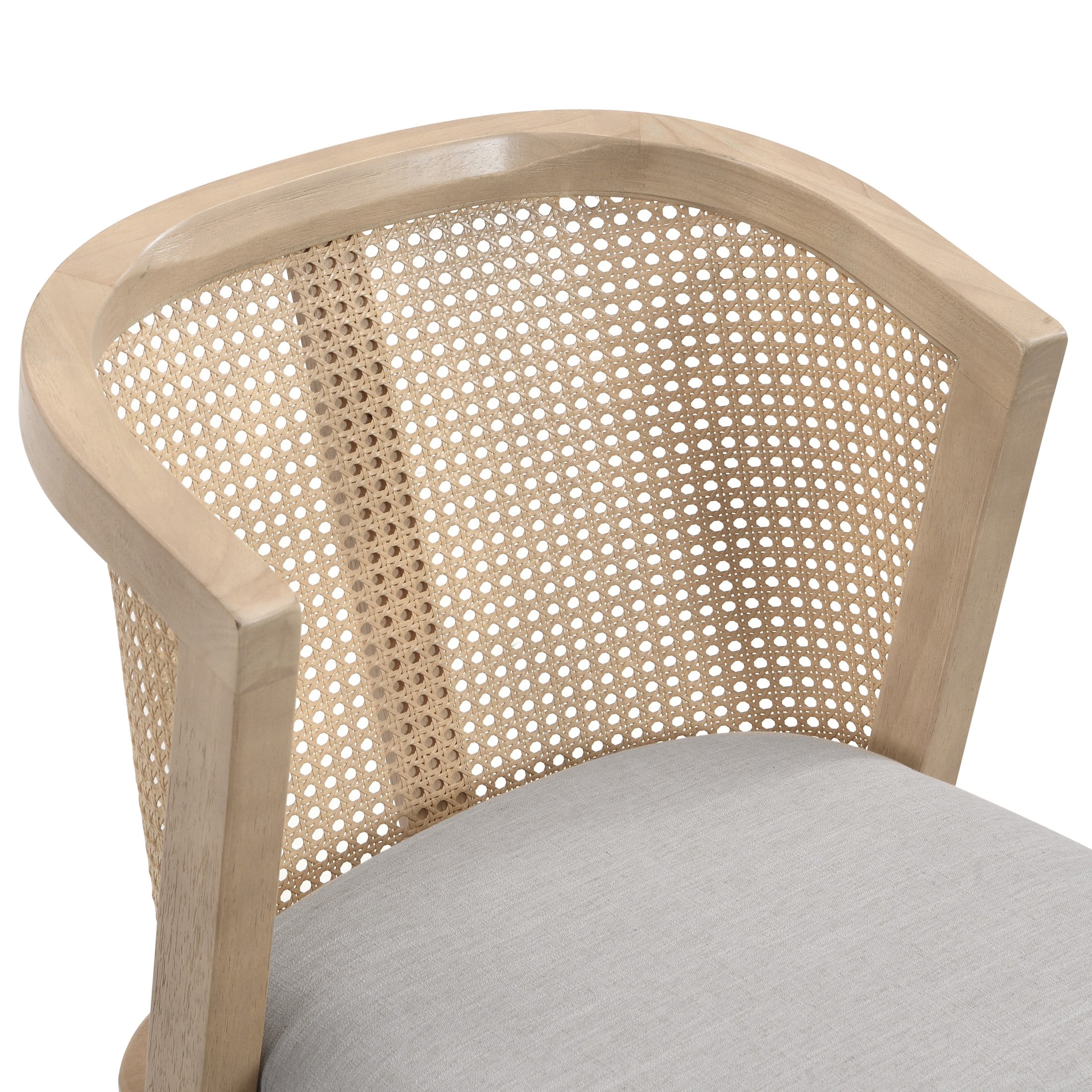 Christopher Knight Home Wood Dining Chairs with Cane Rattan Backrest, Light Ash+Pebble, Set of 2