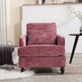 thumbnail image 6 of Modern Mid Century Solid Wood Frame Armchair, 29.53×32.48×32.48in, Wine Red Chenille for Living Room or Bedroom, 6 of 20