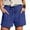 Blue 2, variant on Summer Cotton Linen Shorts for Women Elastic High Waist Casual Solid Lounge Shorts Drawstring Comfy Beach Short Pants