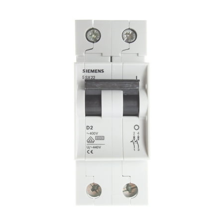 Siemens 5SX2-202-8 Miniature Circuit Breaker, 2-Pole, 400-Volt, 2-Amp