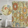thumbnail image 5 of Gray Green Boho Floral Shower Curtain, Waterproof Shower Curtains for Bathroom, Vintage Abstract Art Ethnic Flowers Washable Fabric Bathtub Curtain Set Bath Decor with 12 Hooks Long 72"x84", 5 of 8
