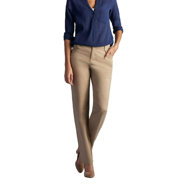 lee women's relaxed fit all day straight leg pant, flax, 18 long ...