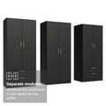 thumbnail image 5 of MADESA 6 Doors 4 Drawers Wardrobe Set Armoire Closet Bedroom Storage Cabinet with Shelves and Hanging Space 94"L Wooden Clothing Organizer Unit - Black, 5 of 13