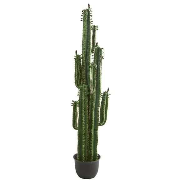 Nearly Natural 6.5' Plastic Cactus Artificial Plant, Green
