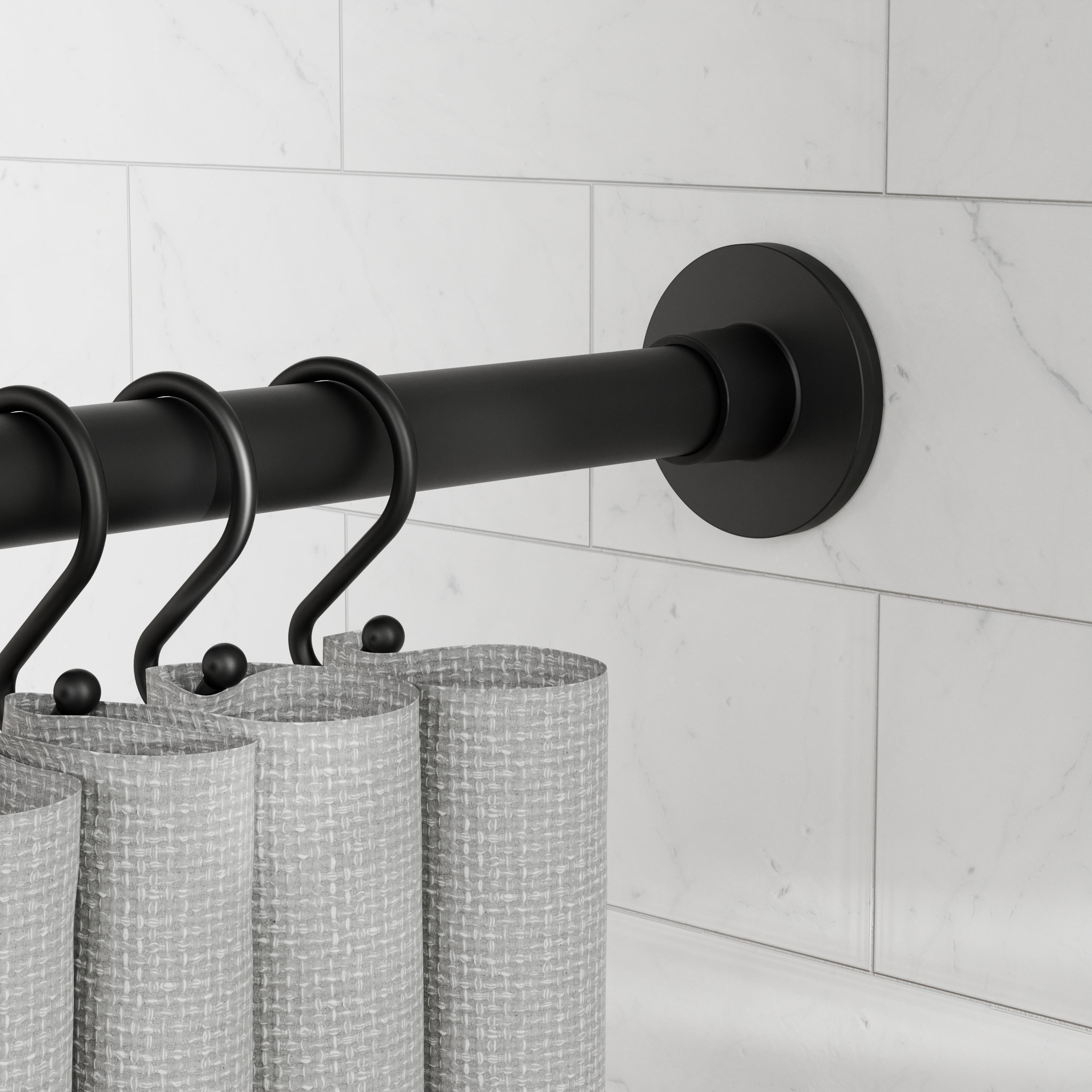 Better Homes & Gardens Rustproof 43” - 72” Modern Adjustable Tension Shower Curtain Rod, Matte Black