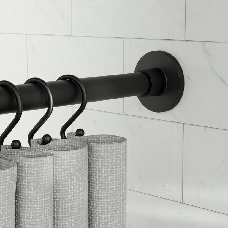 Better Homes & Gardens Modern No Rust 43” to 72” Adjustable Shower Curtain Tension Rod, Matte Black