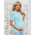 thumbnail image 2 of Maternity Shirts Women's Casual Tops Pregnancy Short Sleeve Striped Ruched Side Tunic Top, 2 of 5
