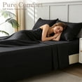 thumbnail image 5 of Jessy Home Bed Sheets Set 4 Piece Twin Sheet Set Black Cotton Blend Fitted Sheet, Flat Sheet & 2 Pillowcases Bedding Set, 5 of 11