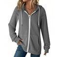 thumbnail image 2 of DAFPZW Women's Lightweight Zip Up Hoodie Long Sleeve Thin Casual Hooded Jacket Basic Slim Fit Cotton SweatShirt, 2 of 9