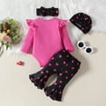 thumbnail image 4 of Baby Girl Boy Valentine's Day Outfit Girls Long Sleeve Valentine's Day Romper Bodysuit Heart Prints Bell Bottoms Pants Outfits Toddler Clothes for Toddler Girls 12-18 Months, 4 of 6