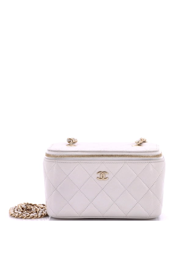 Pre-Owned Classic Vanity Case with Chain Quilted Caviar Small By Rebag