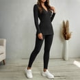 thumbnail image 6 of Lyrehush Womens Casual Matching Sets Fitted Leggings Ribbed Knit Stretchy V Neck Tunics Activewear 2 Piece Lounge Set, 6 of 7