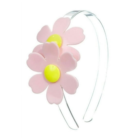 Double Daisy Light Pink Clear Headband