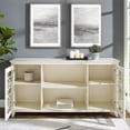 thumbnail image 2 of Manor Park Transitional 2 Fretwork Door TV Stand, Antique White, 2 of 7