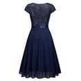 thumbnail image 5 of Gubotare Women's Party Wedding Ball Gown Sequin Layered Elegant Chiffon Plus Size Formal Dresses(Dark Blue,M), 5 of 5