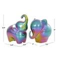 thumbnail image 3 of 6", 7"H Multi Colored Ceramic Elephant Sculpture with Rainbow Shimmer Finish, by DecMode (2 Count), 3 of 11