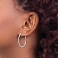 thumbnail image 3 of 14K White Gold Polished And Satin D/C 2.00Mm Endless Hoop Earrings (Width 2) (Length 30) - Jbsp, 3 of 5
