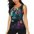 thumbnail image 1 of Balery Colorful Flower Tiger Camiseta sin mangas estampada ligera para mujer, tops de entrenamiento sin mangas, camisetas de yoga transpirables de secado rápido.-Medium, 1 of 7