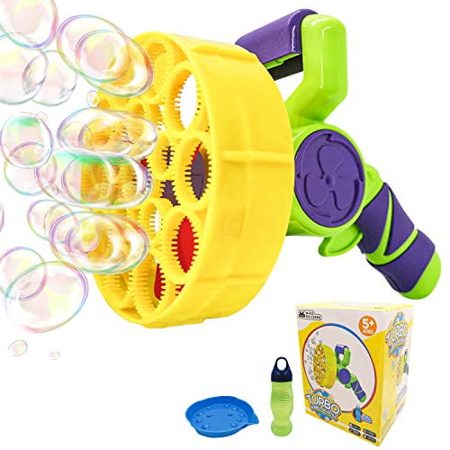 no Batteries Needed Wind Operated Blower 6 Pcs Bubble Gun Shooter LED Light Up