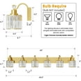 thumbnail image 2 of 6 Light Modern Crystal Bathroom Vanity Lights Gold Bathroom Light Fixtures Crystal Vanity Shower Lights Over Mirror, Mirror Glass Crystal Bathroom Vanity Lighting Fixtures, 2 of 7
