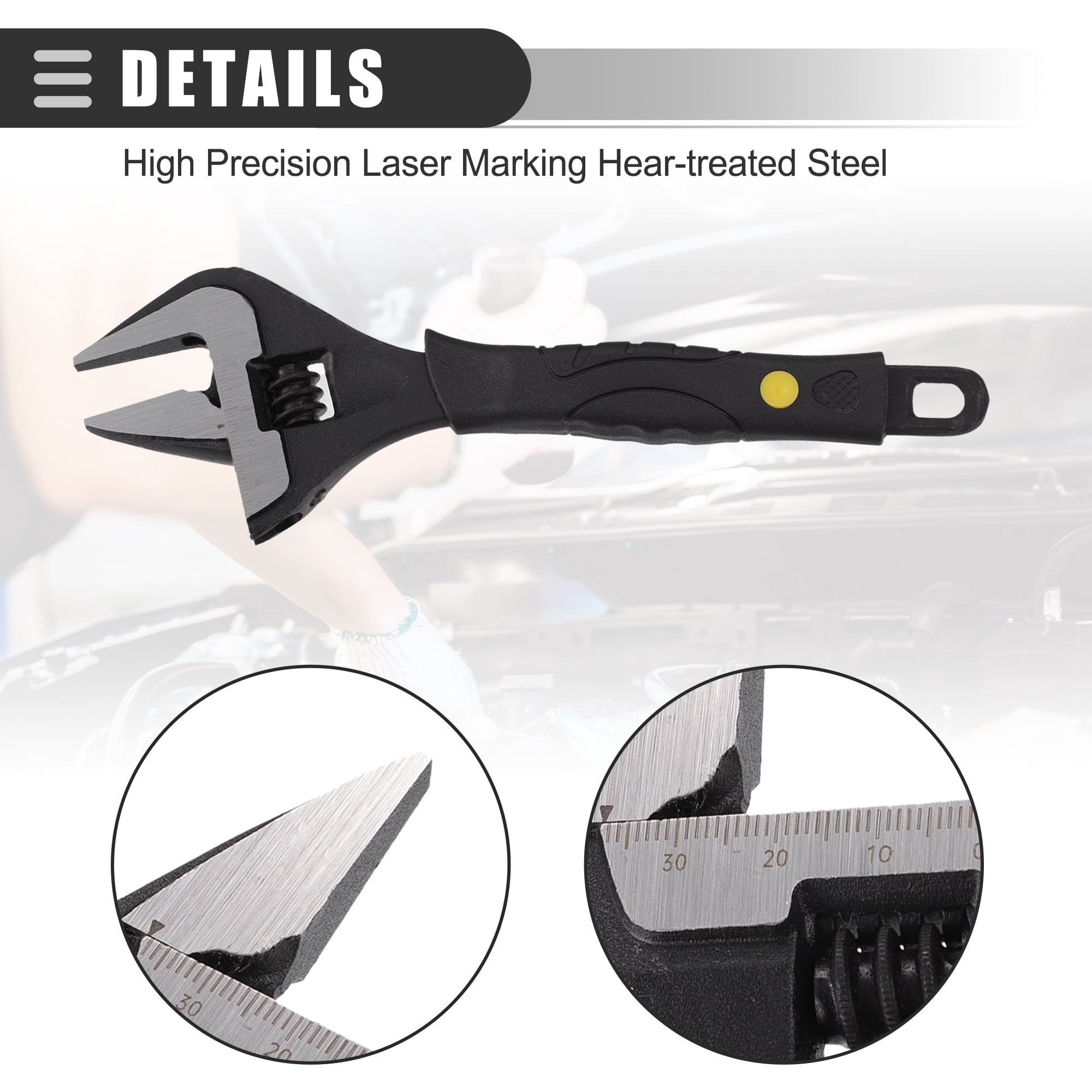 Unique Bargains Adjustable Spanner Wide Opening Wrench Automotive Tool Set 8" and 10" Size Max Jaw Width 36mm and 50mm