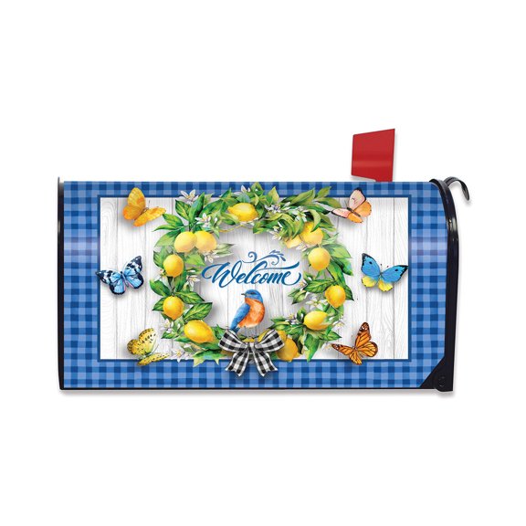 Briarwood Lane Spring Mailbox Cover  - Standard Size - Lemon Wreath For Spring Mailbox Cover