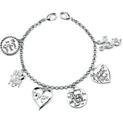 Little Luxuries Stainless Steel Mom Heart Charm Link Bracelet, 7.5"