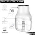BCOOSS Electric Mini Garlic Food Chopper Green Pepper Garlic Grinder White Food Processor